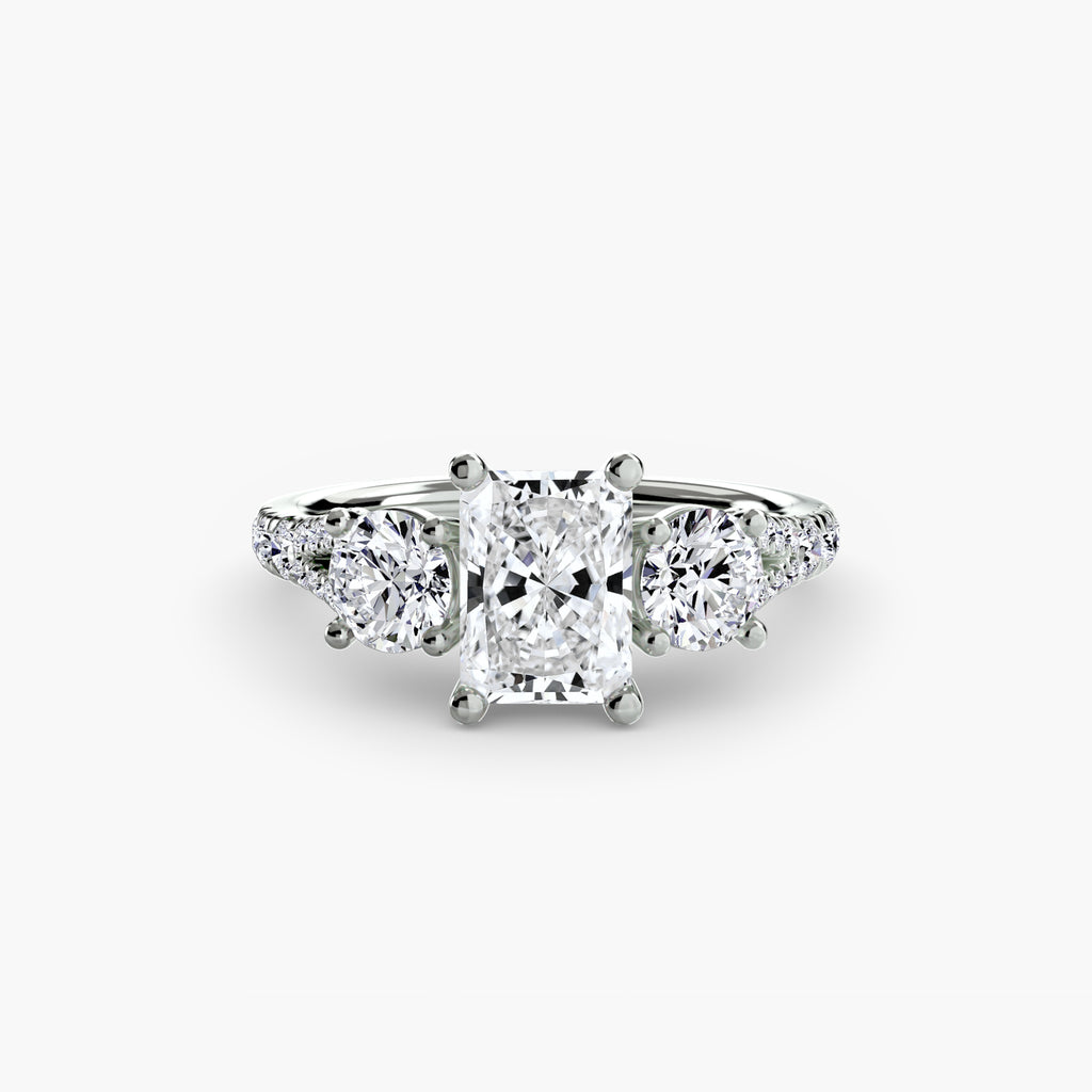 Delilcate Three-Stone Pavé Engagement Ring – The Violette