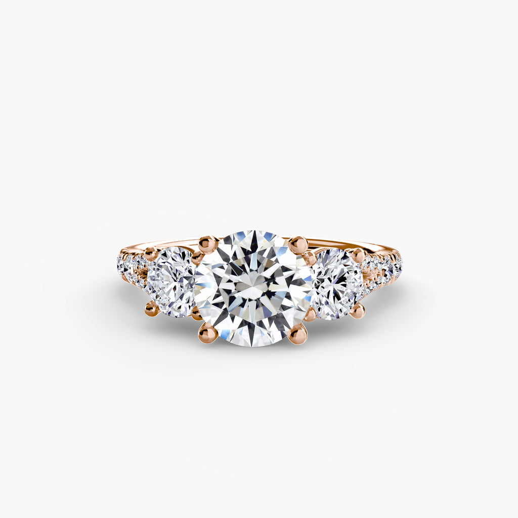 Delilcate Three-Stone Pavé Engagement Ring – The Violette