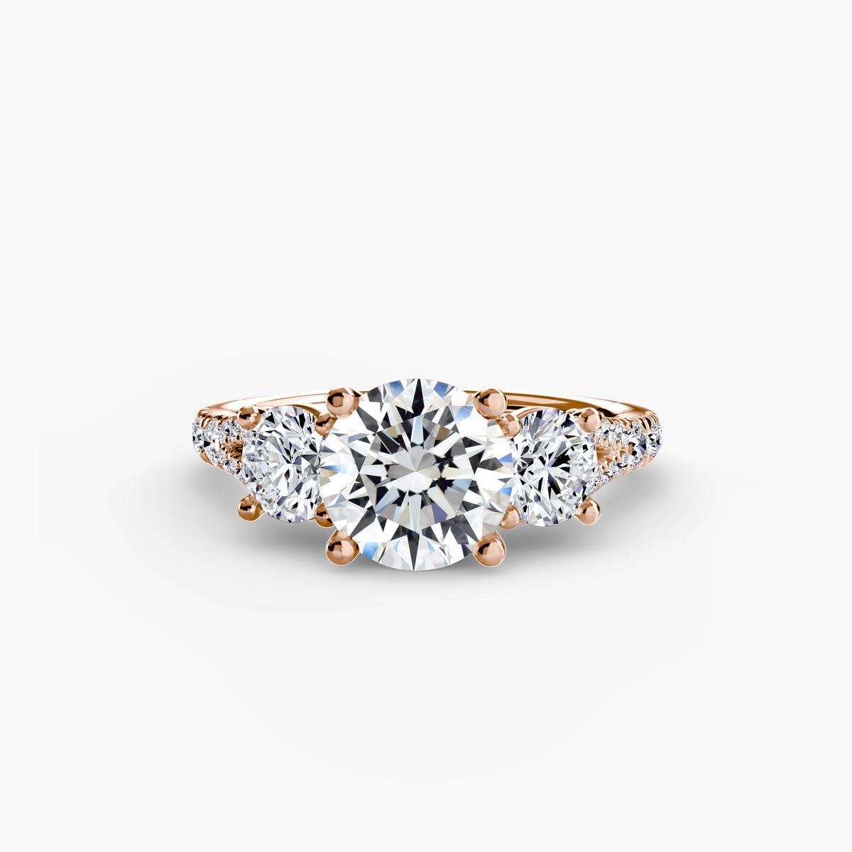 Delilcate Three-Stone Pavé Engagement Ring – The Violette