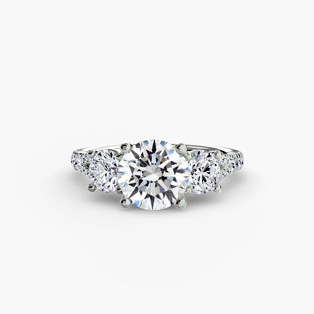Delicate pavé three-stone engagement ring – The Violette
