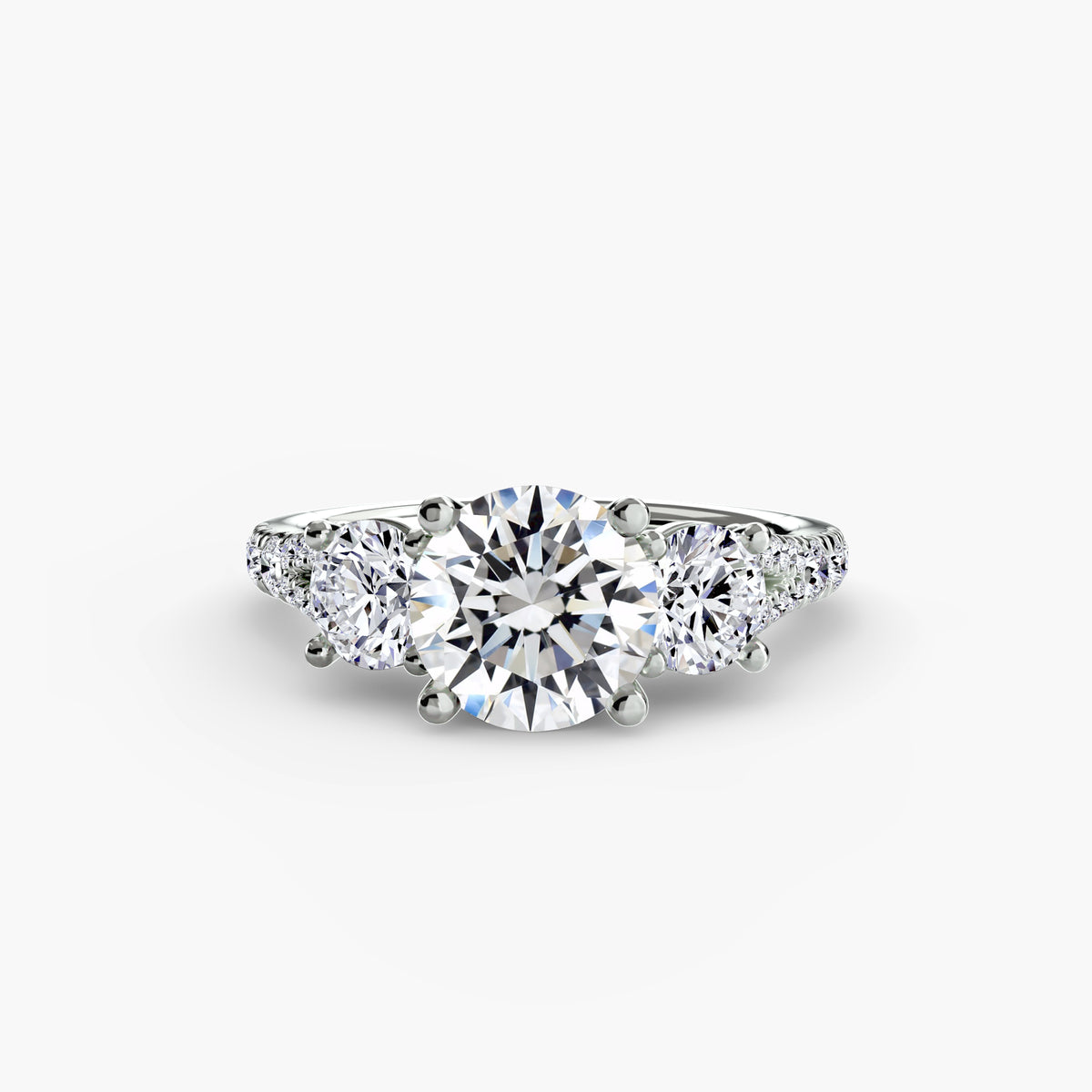 Delilcate Three-Stone Pavé Engagement Ring – The Violette
