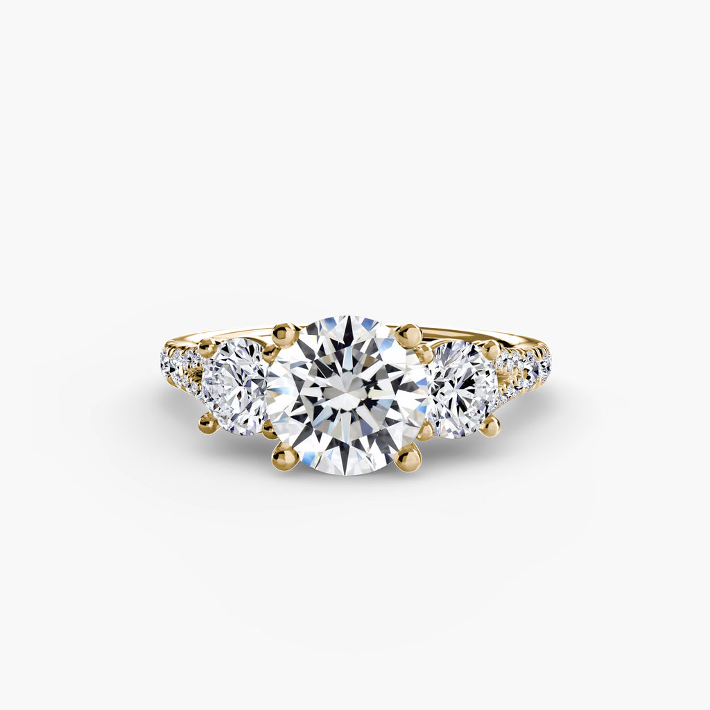 Delilcate Three-Stone Pavé Engagement Ring – The Violette