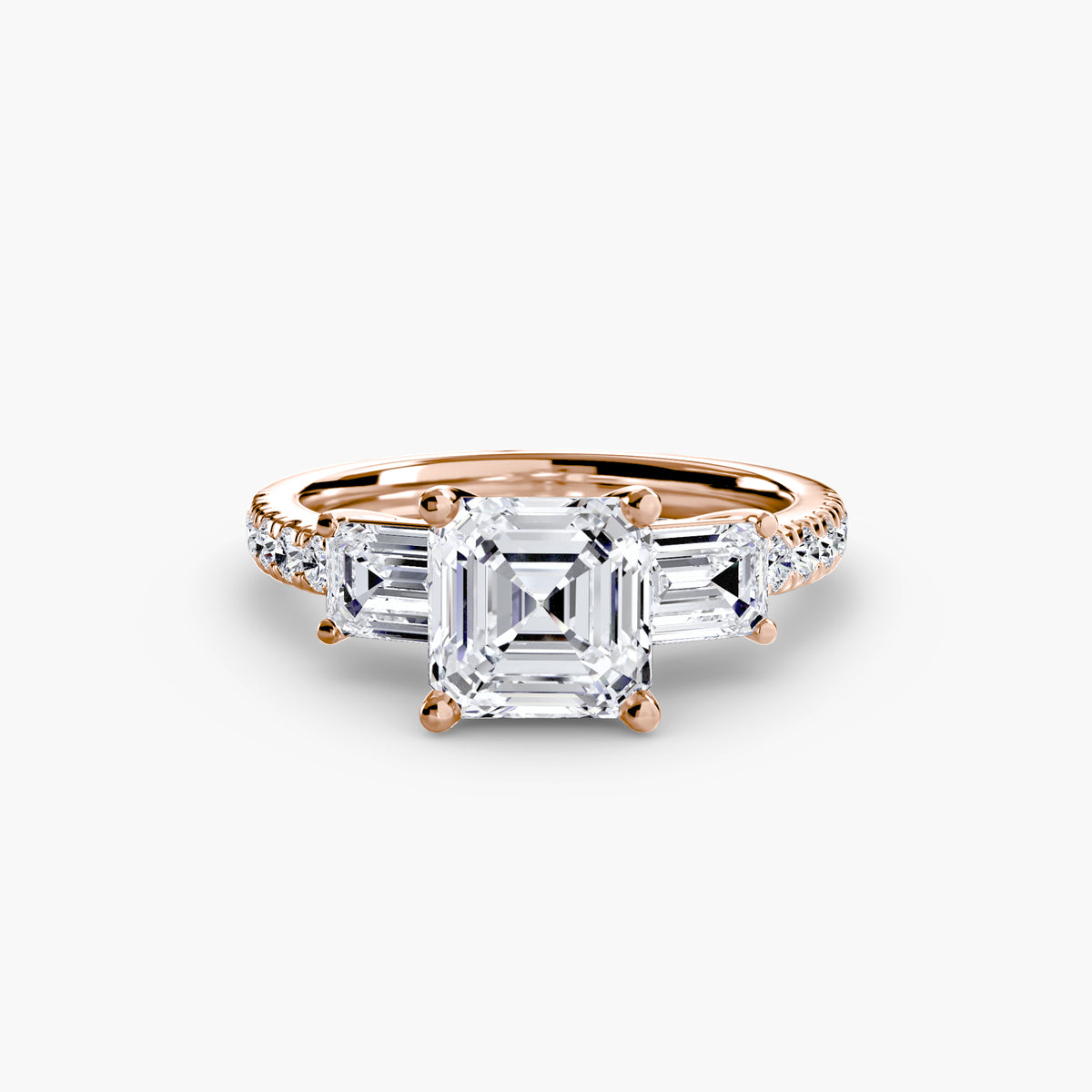 Baguette Three-Stone Pavé Engagement Ring – The Lorraine