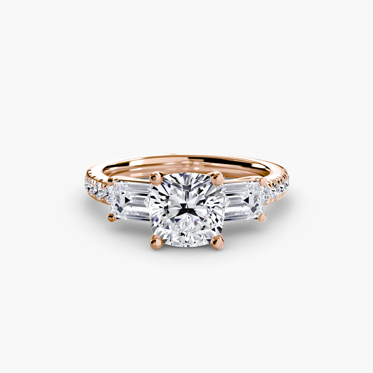 Baguette Three-Stone Pavé Engagement Ring – The Lorraine
