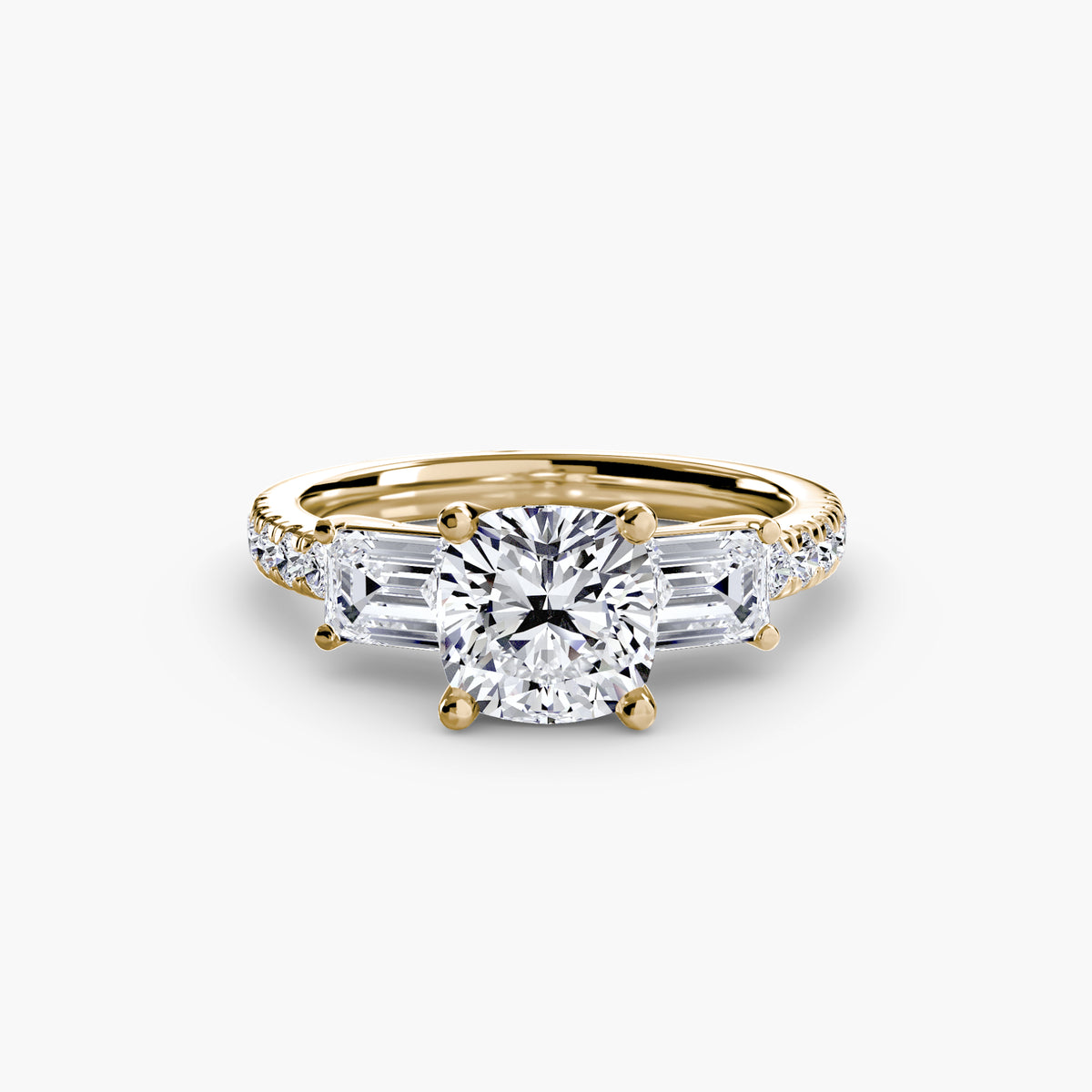 Baguette Three-Stone Pavé Engagement Ring – The Lorraine