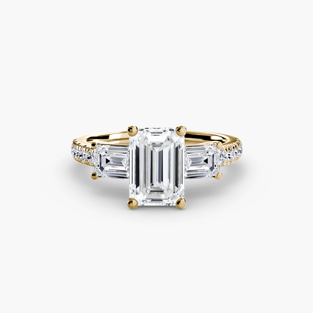 Baguette Three-Stone Pavé Engagement Ring – The Lorraine