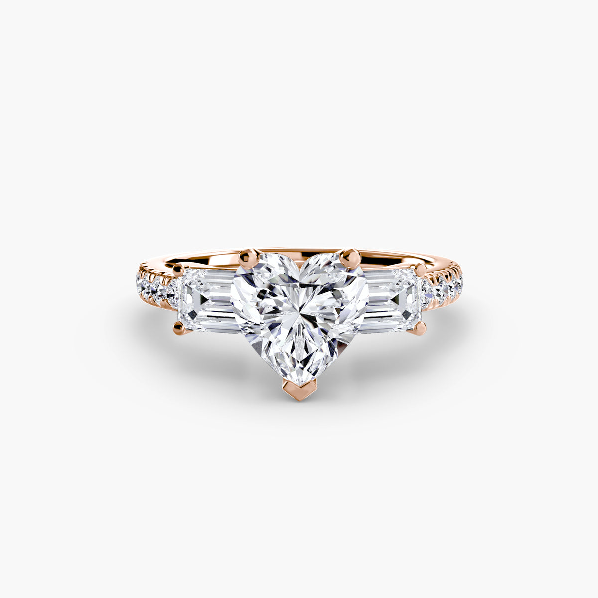 Baguette Three-Stone Pavé Engagement Ring – The Lorraine