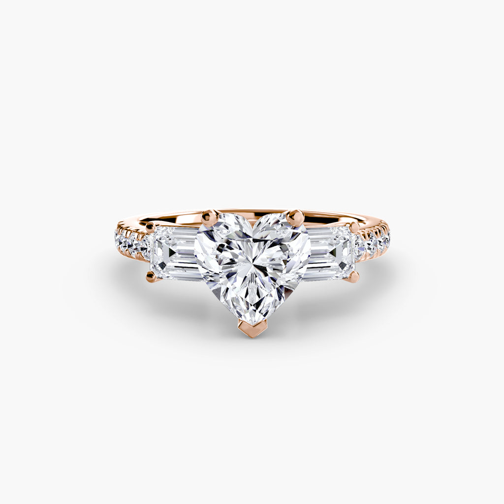 Baguette Three-Stone Pavé Engagement Ring – The Lorraine