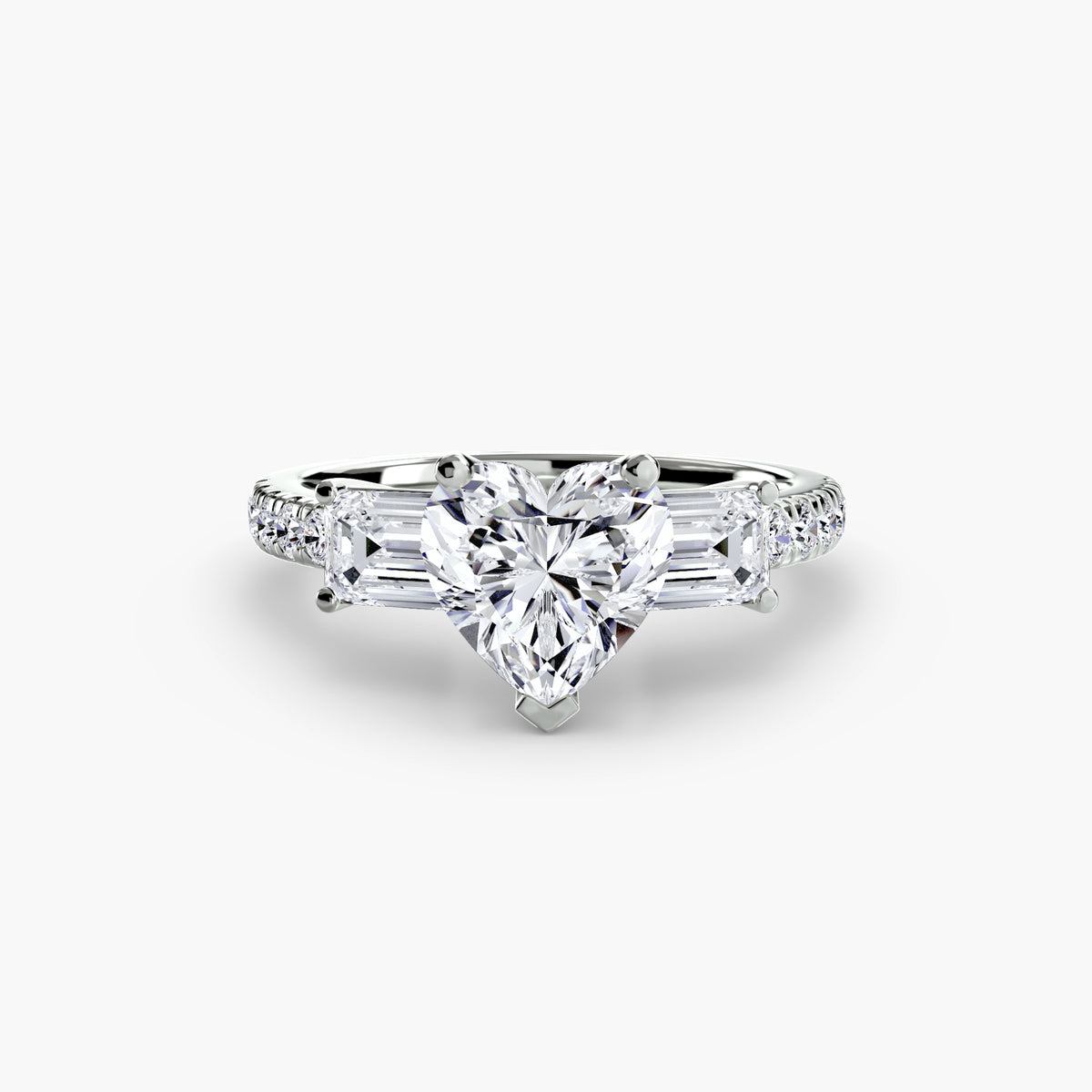Baguette Three-Stone Pavé Engagement Ring – The Lorraine