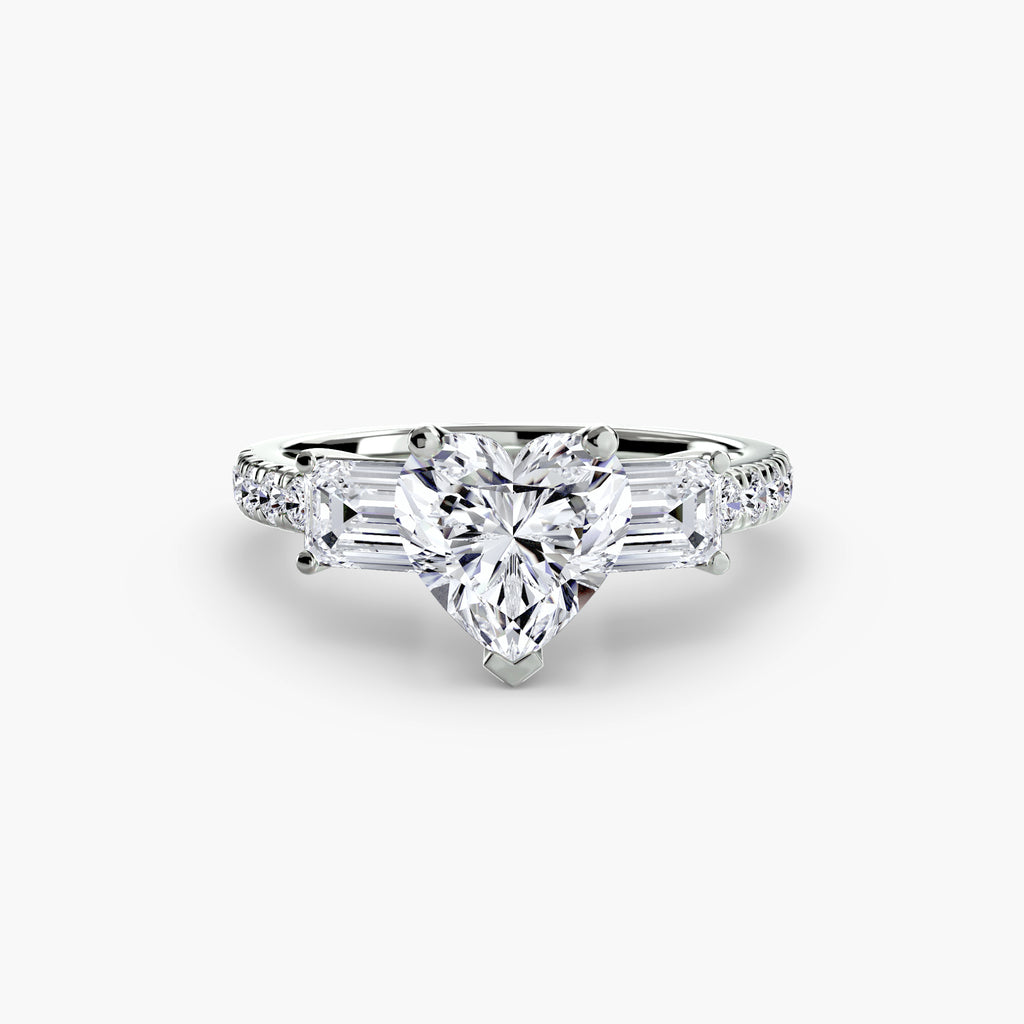 Baguette Three-Stone Pavé Engagement Ring – The Lorraine