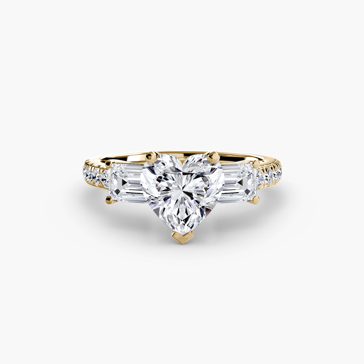 Baguette Three-Stone Pavé Engagement Ring – The Lorraine