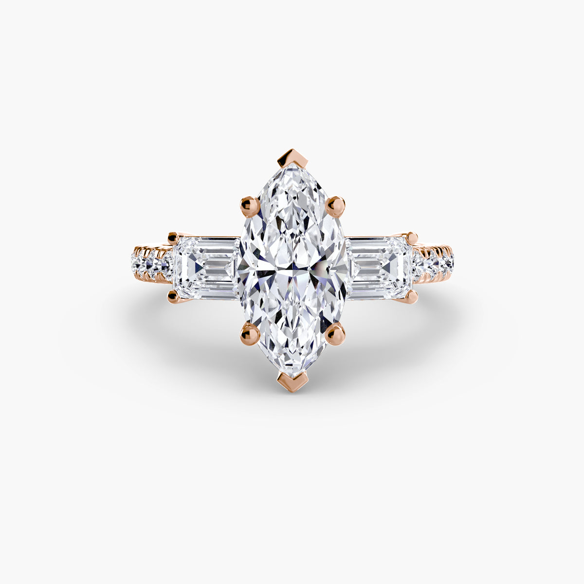 Baguette Three-Stone Pavé Engagement Ring – The Lorraine