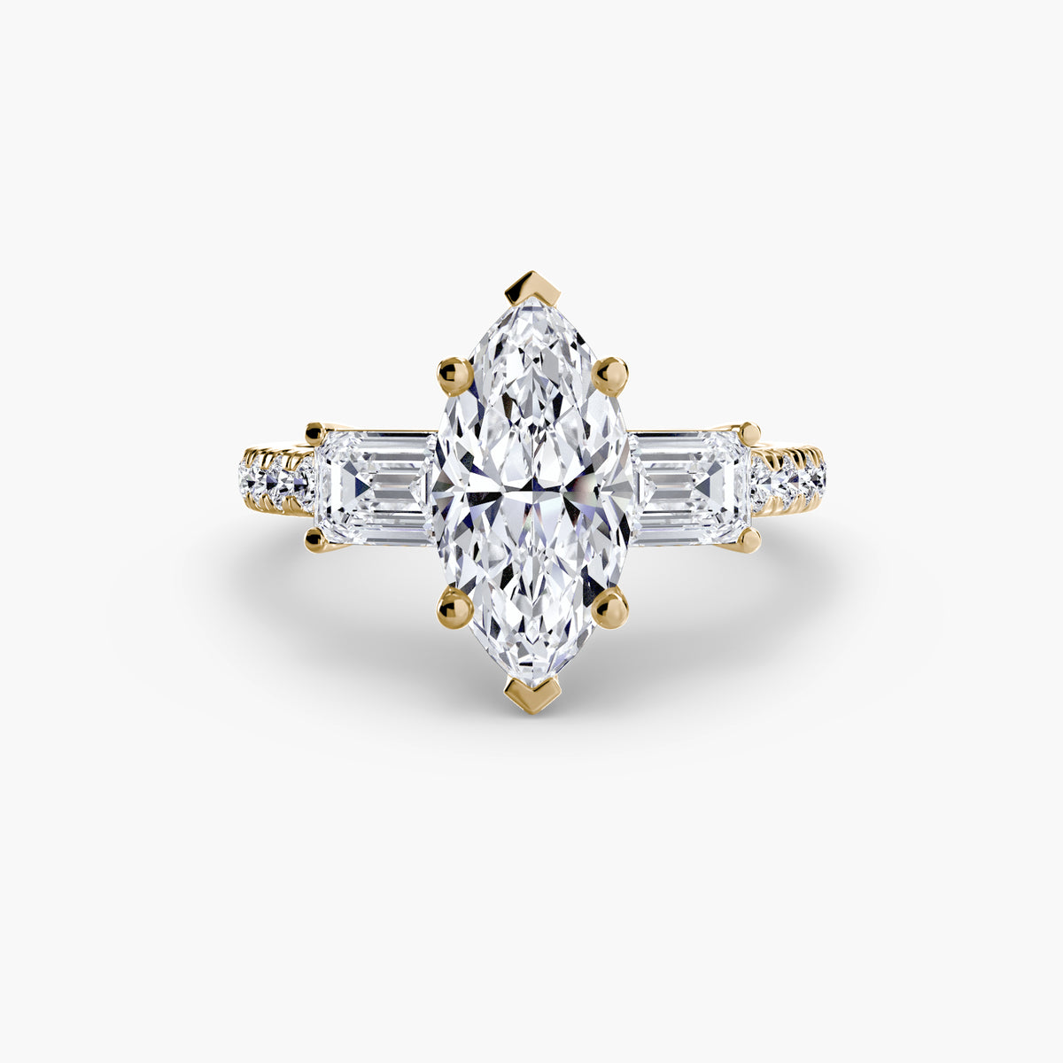 Baguette Three-Stone Pavé Engagement Ring – The Lorraine