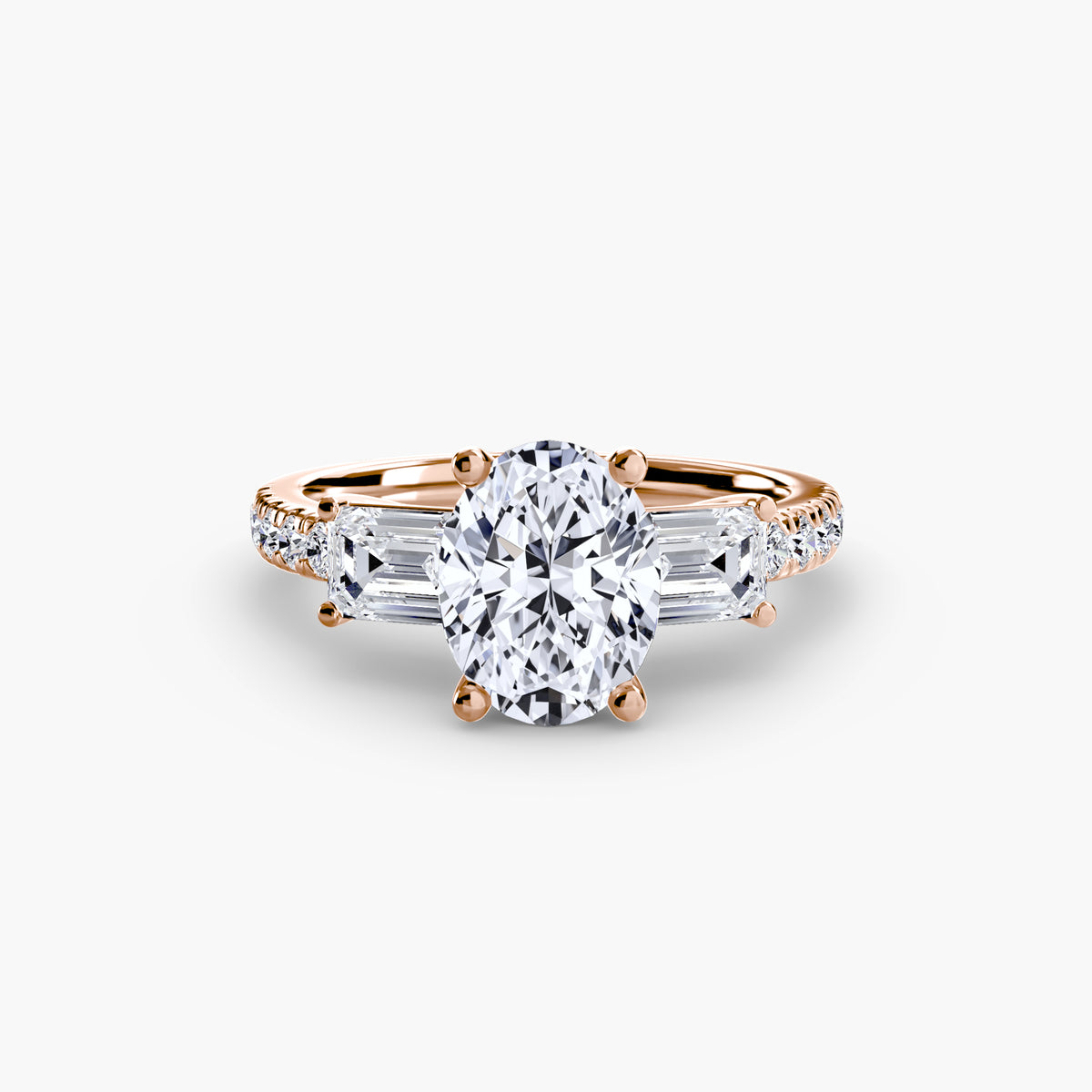 Baguette Three-Stone Pavé Engagement Ring – The Lorraine