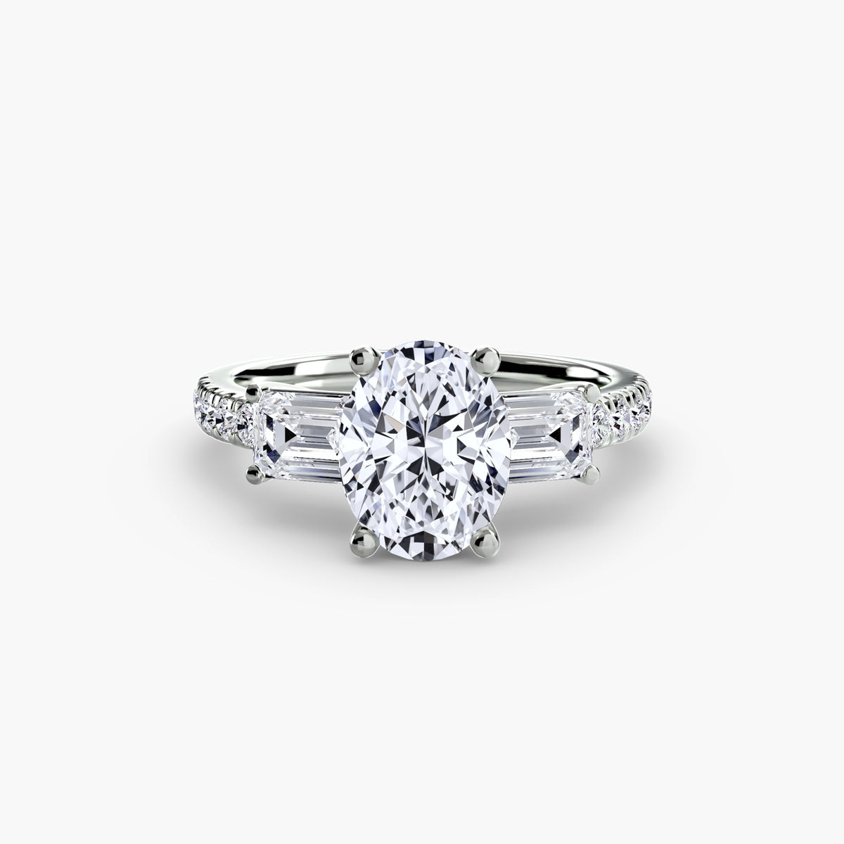 Baguette Three-Stone Pavé Engagement Ring – The Lorraine