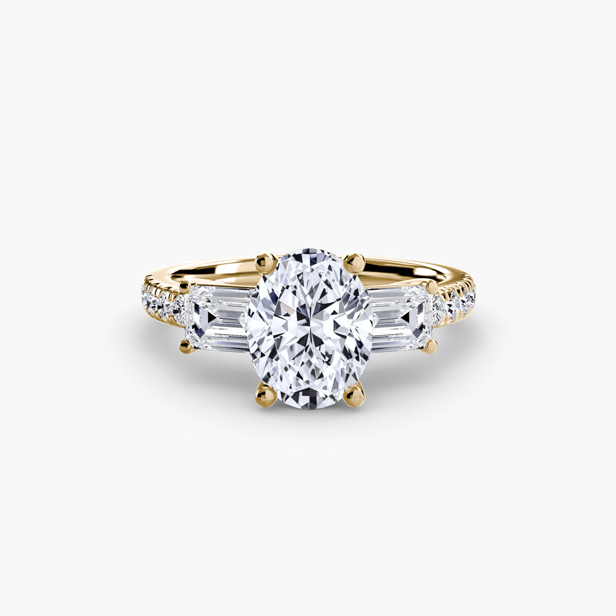 Baguette Three-Stone Pavé Engagement Ring – The Lorraine