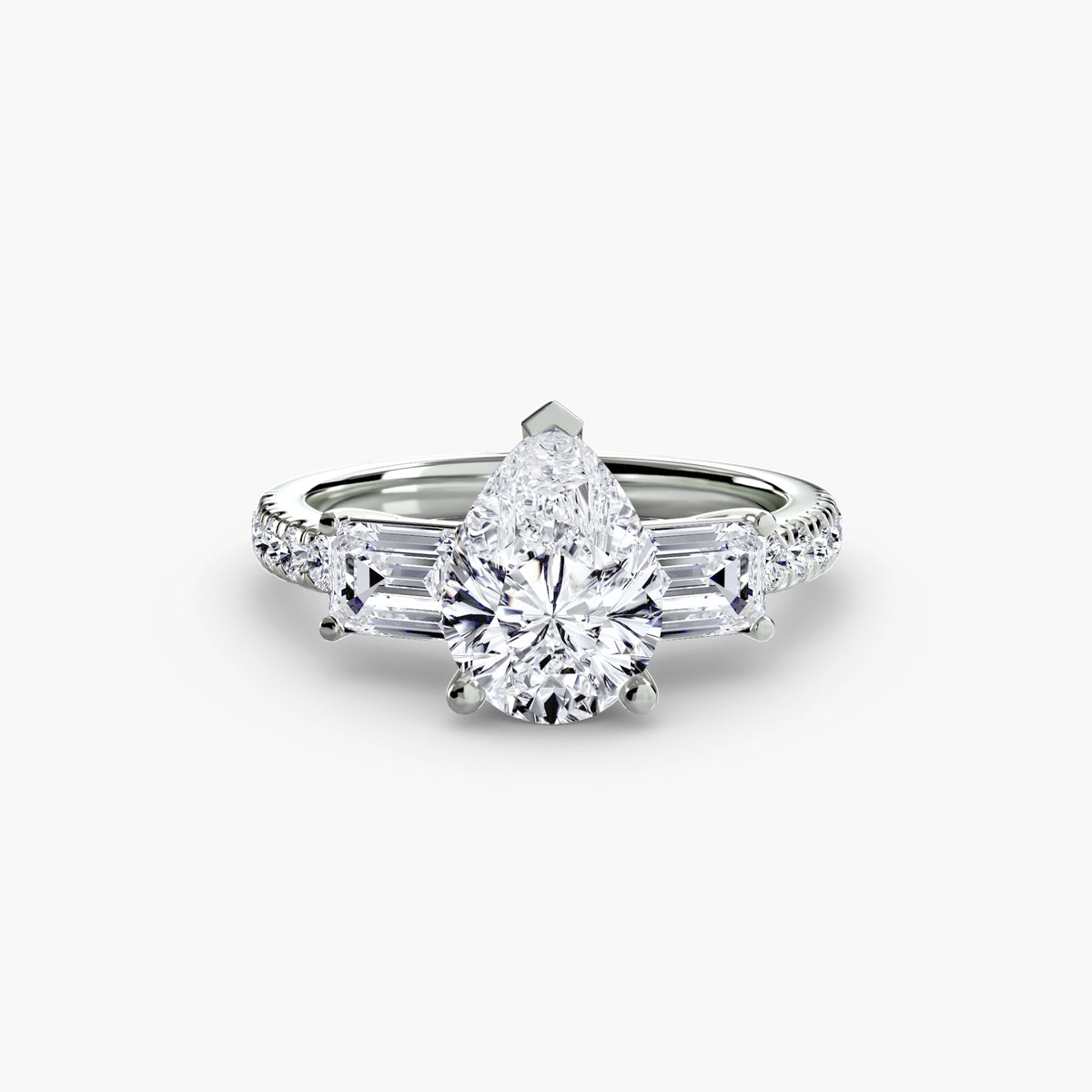 Baguette Three-Stone Pavé Engagement Ring – The Lorraine