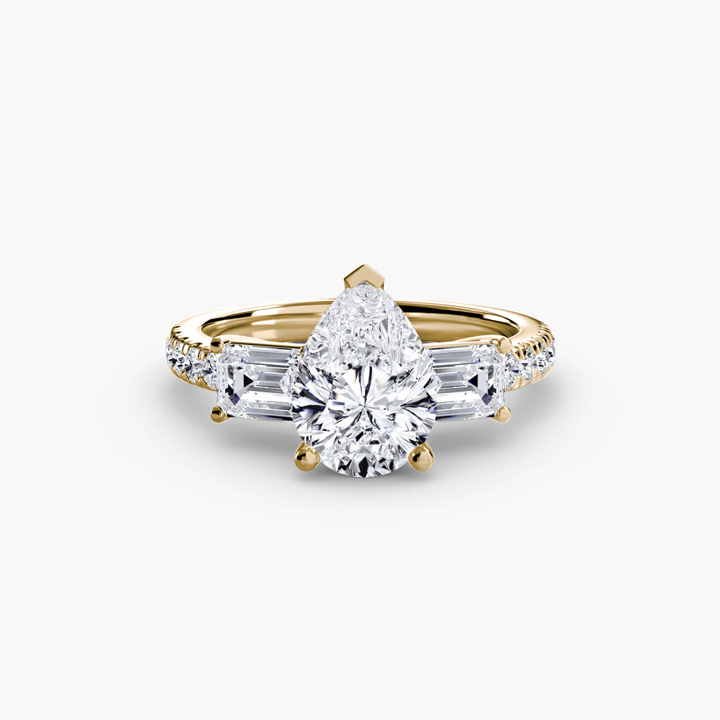 Baguette Three-Stone Pavé Engagement Ring – The Lorraine