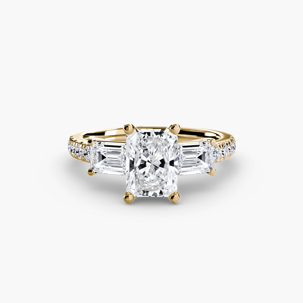 Baguette Three-Stone Pavé Engagement Ring – The Lorraine
