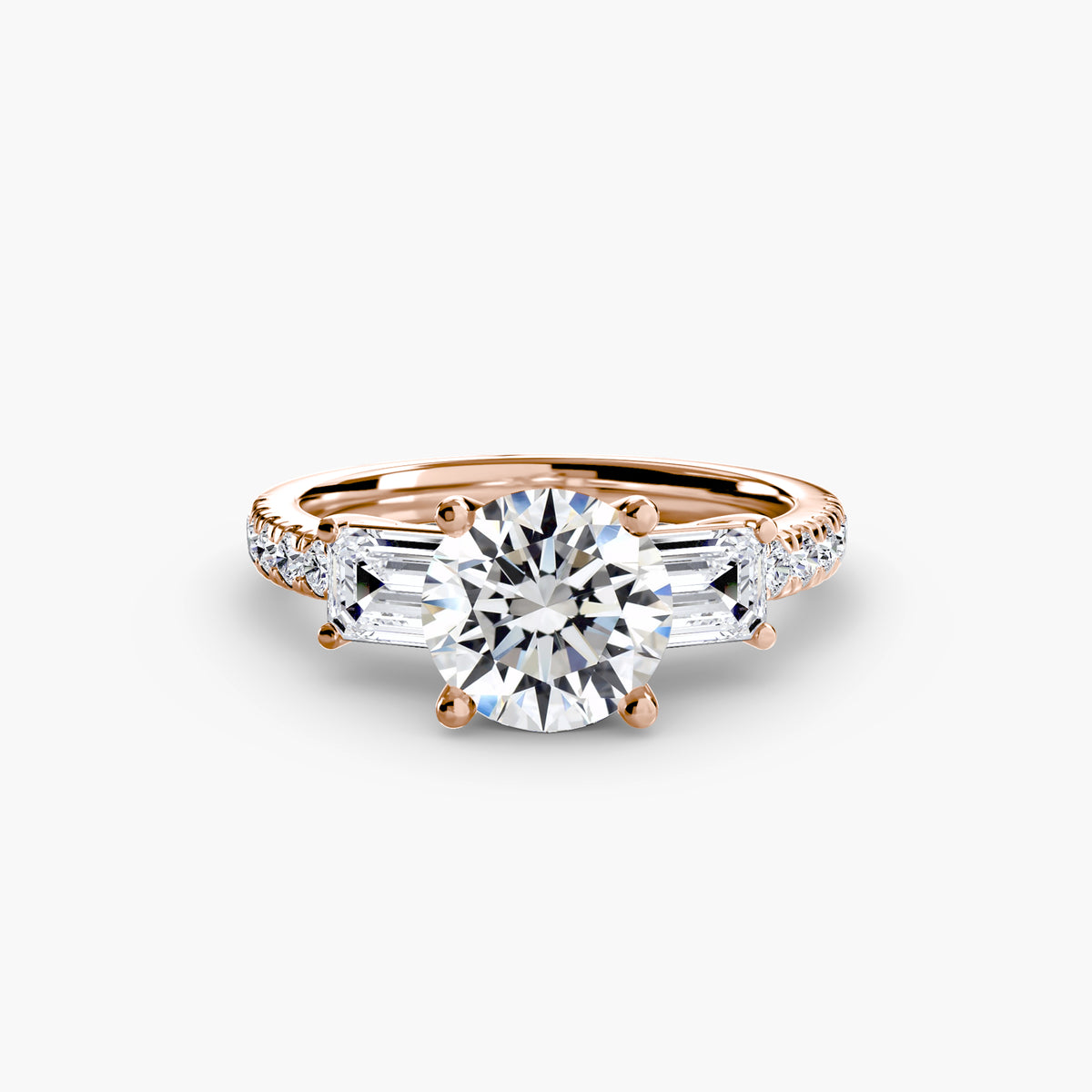 Baguette Three-Stone Pavé Engagement Ring – The Lorraine