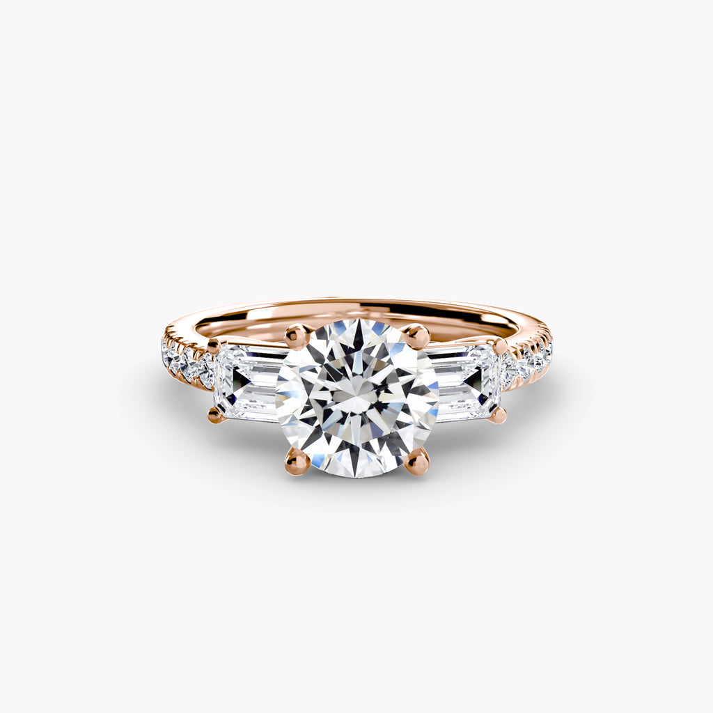 Baguette Three-Stone Pavé Engagement Ring – The Lorraine