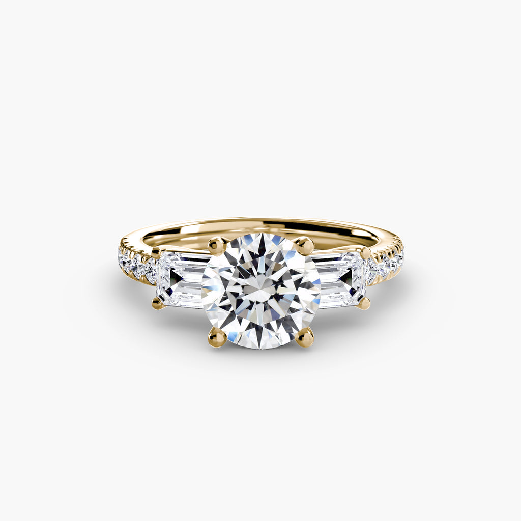 Baguette Three-Stone Pavé Engagement Ring – The Lorraine
