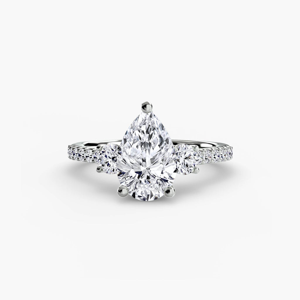 Pear Side-Stone Pavé Engagement Ring – The Florence