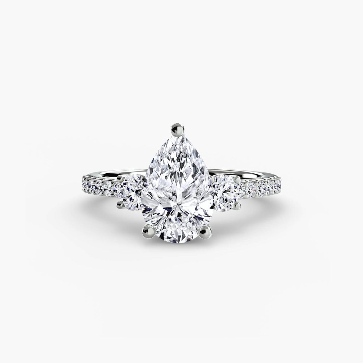 Pear side-stone pavé engagement ring – The Florence
