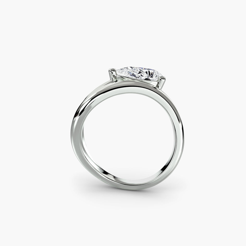 Side view of The Loire nature-inspired bypass engagement ring