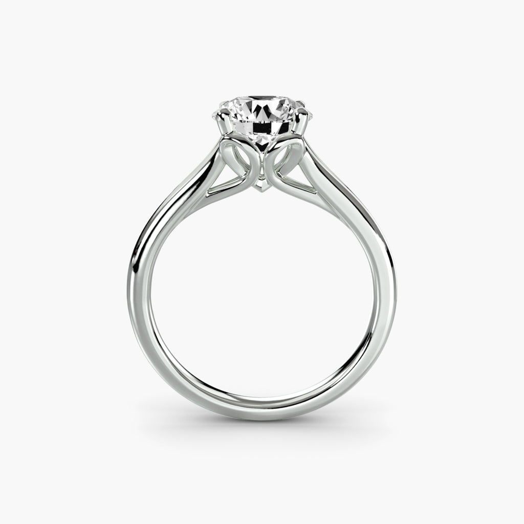 Profile view of trellis solitaire engagement ring – The Giselle