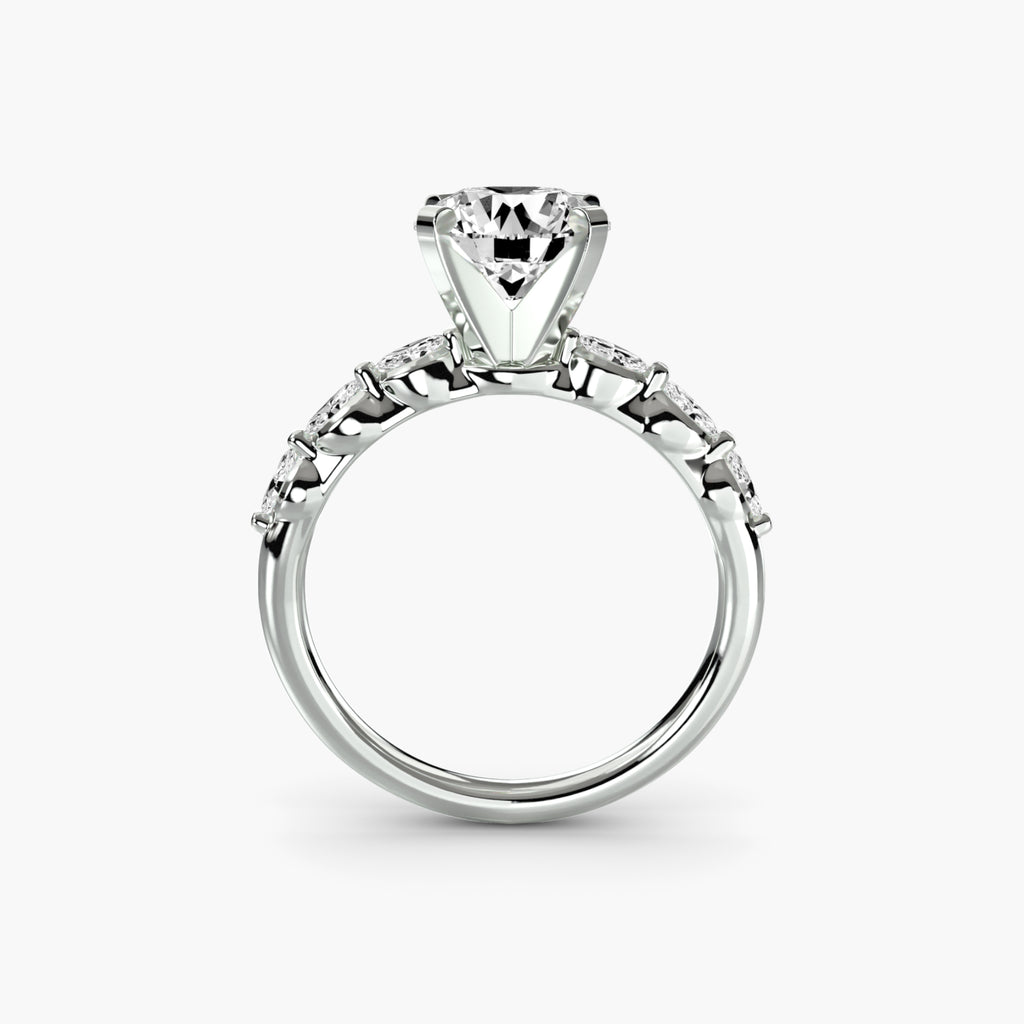 Profile view of nature-inspired floral engagement ring – The Laurel