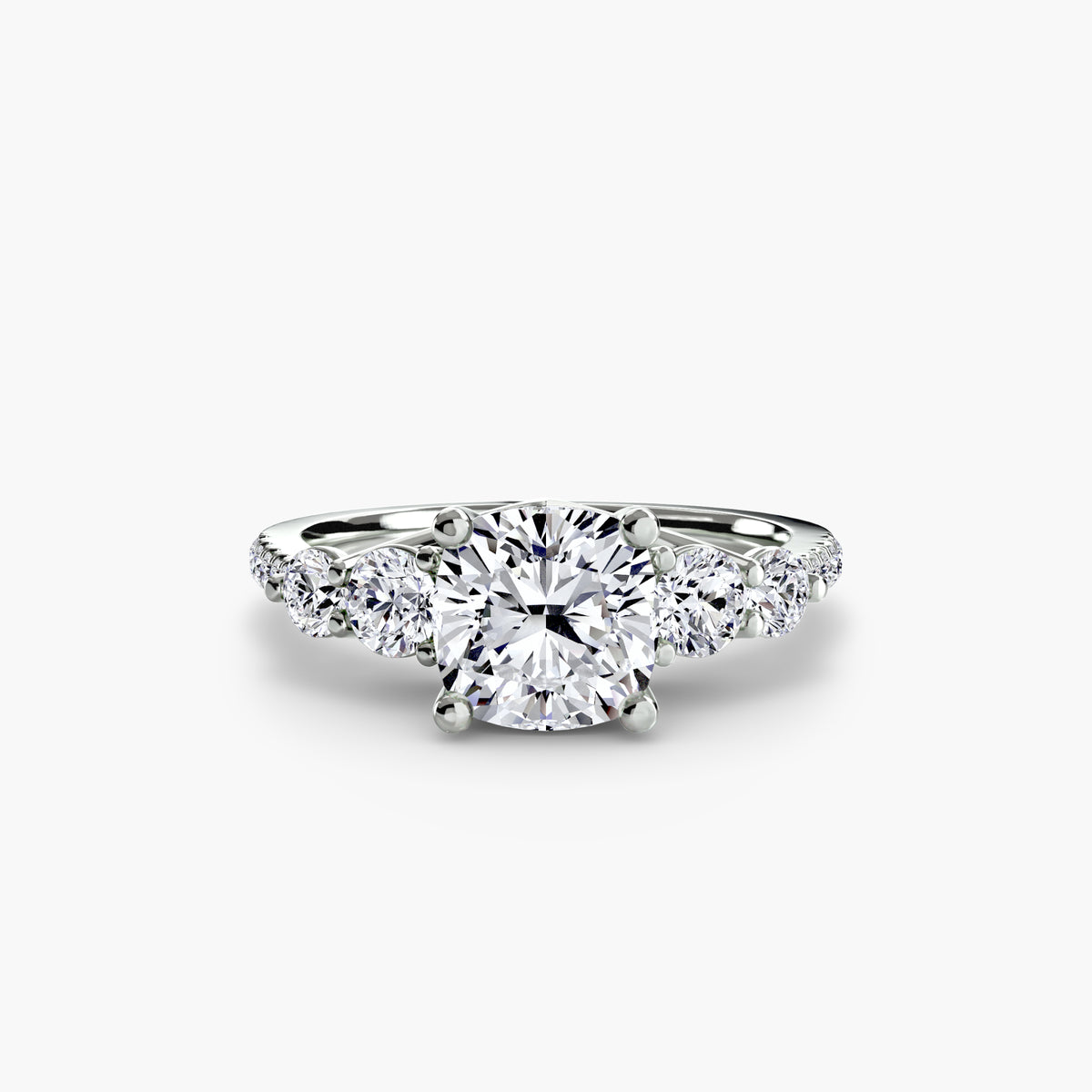 Side-Stone Pavé Engagement Ring – The Alessandra