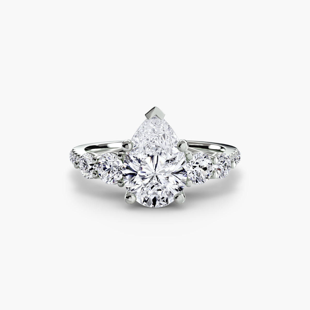 Side-Stone Pavé Engagement Ring – The Alessandra