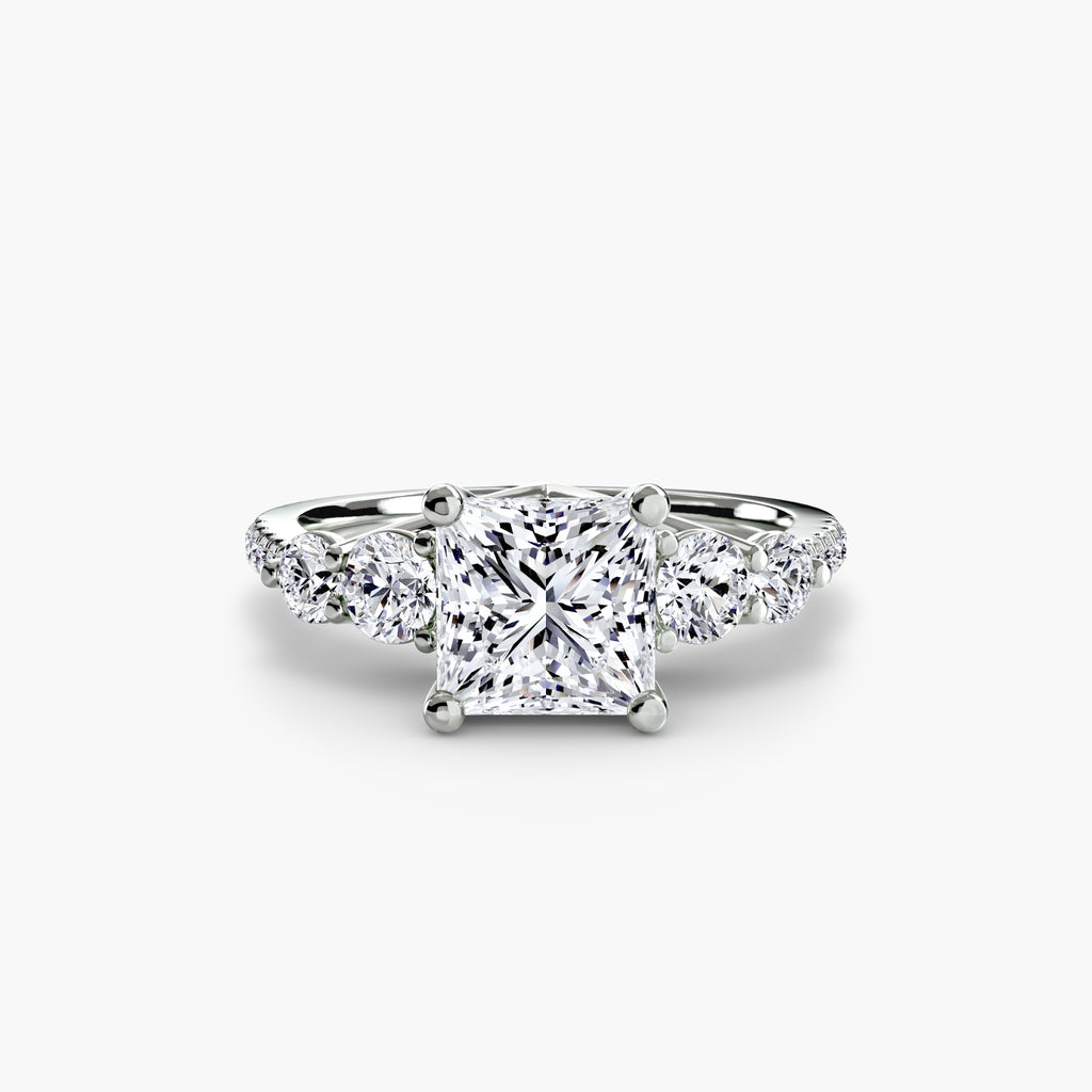 Side-Stone Pavé Engagement Ring – The Alessandra