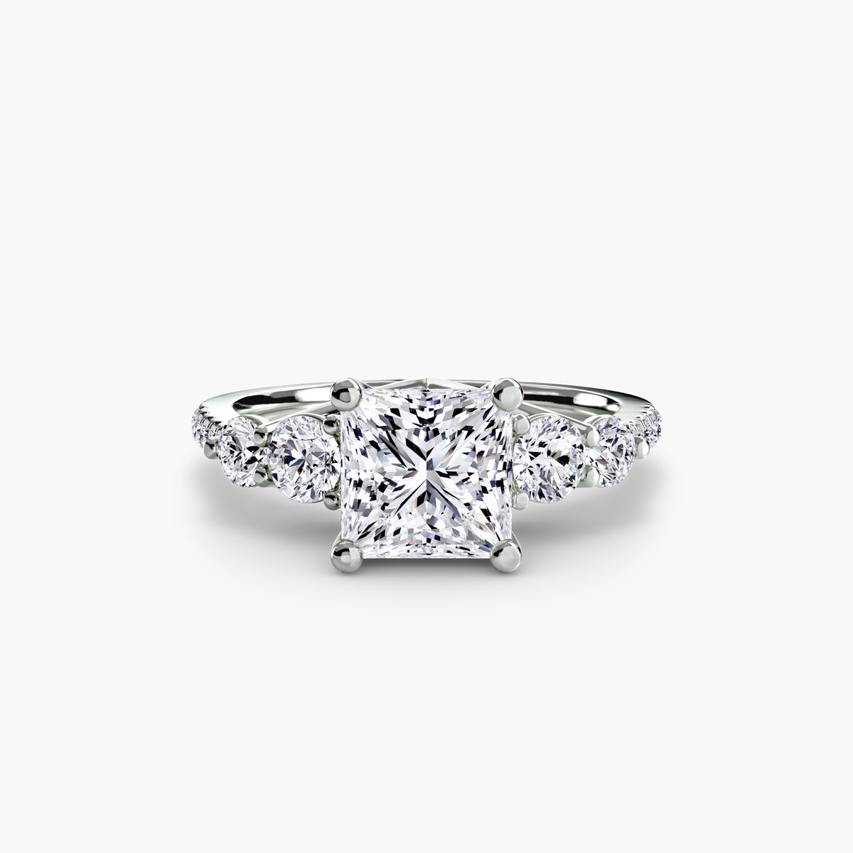Side-Stone Pavé Engagement Ring – The Alessandra