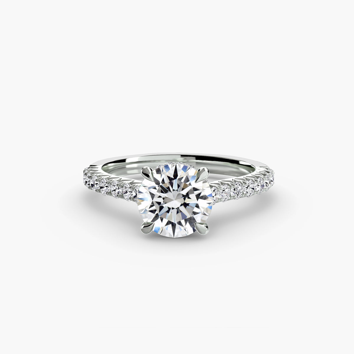 Front view of The Isabelle cathedral pavé engagement rin