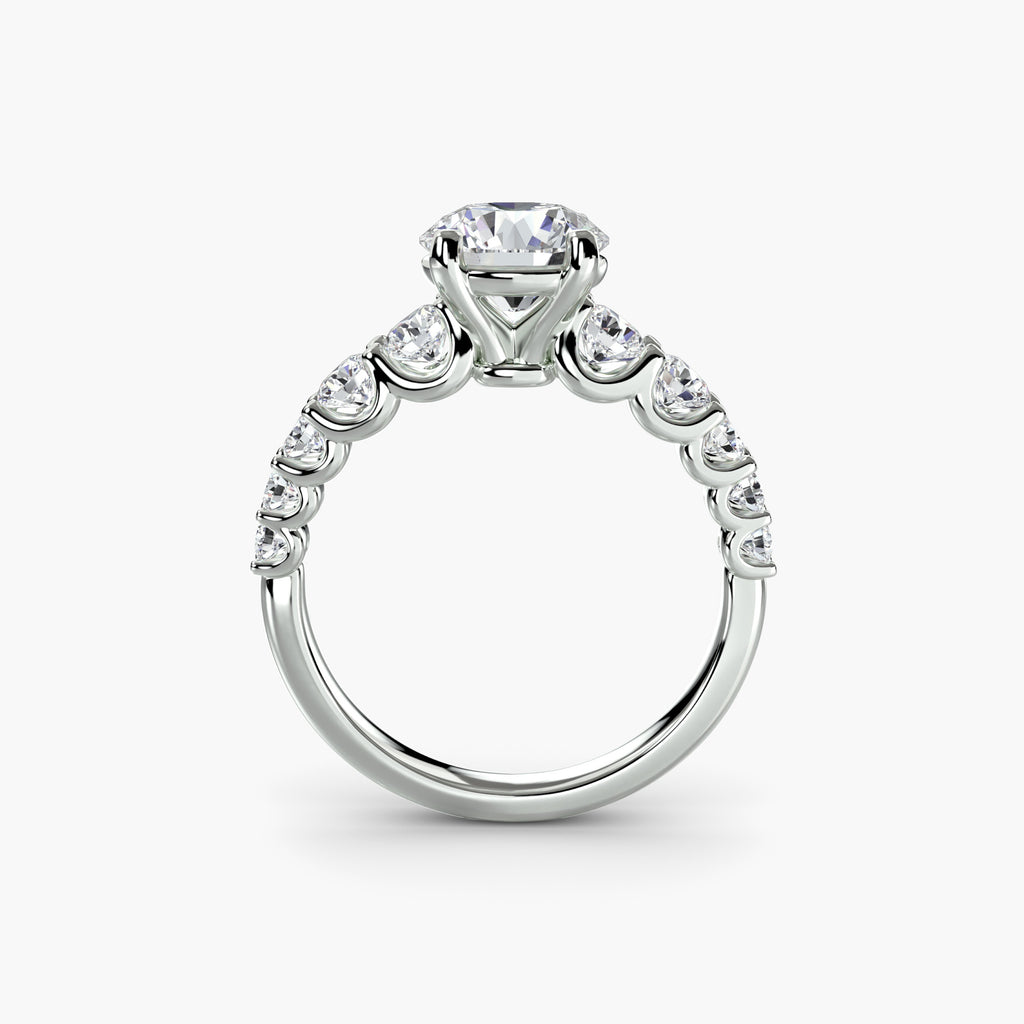 Profile view of graduated diamond accent engagement ring – The Rhône