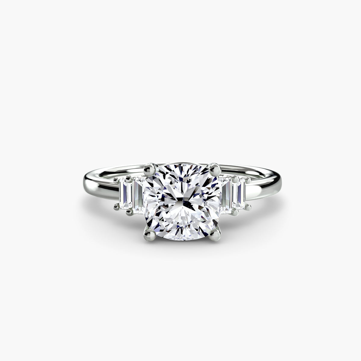 Baguette Accent Solitaire Engagement Ring – The Corinne