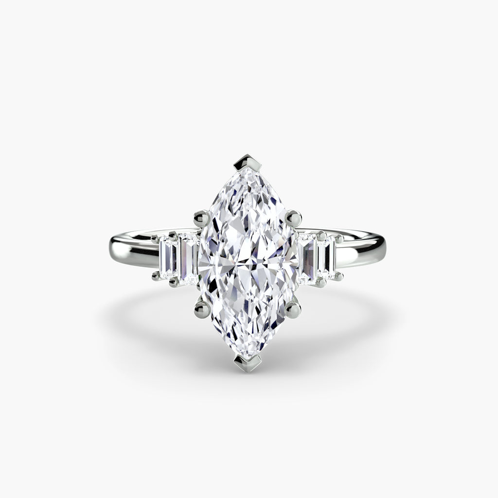 Baguette Accent Solitaire Engagement Ring – The Corinne