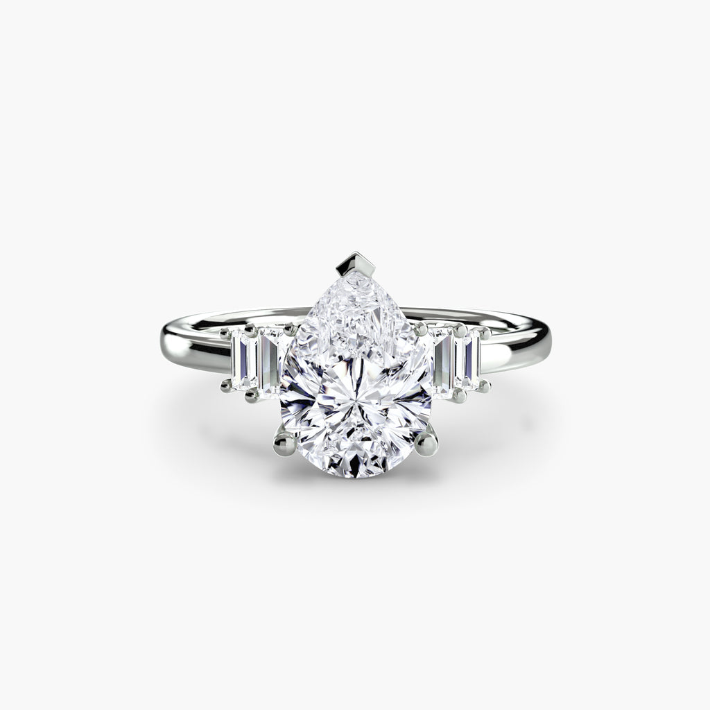 Baguette Accent Solitaire Engagement Ring – The Corinne