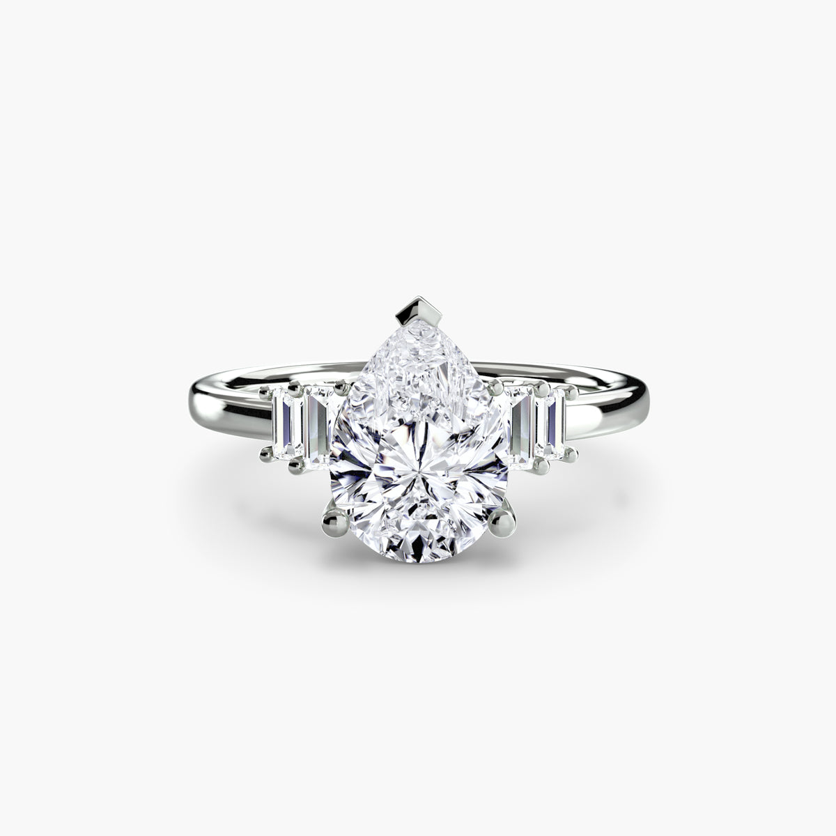 Baguette Accent Solitaire Engagement Ring – The Corinne