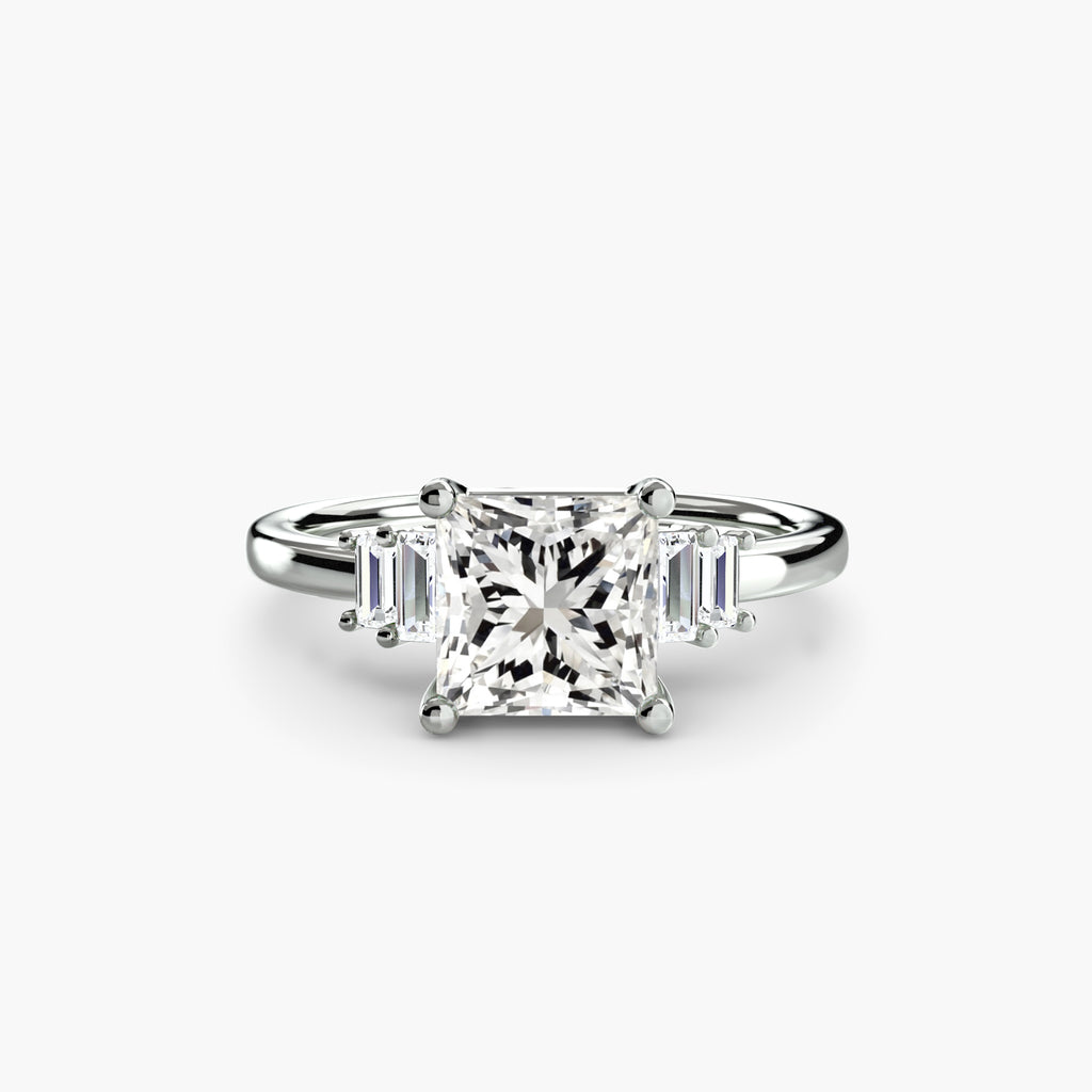 Baguette Accent Solitaire Engagement Ring – The Corinne