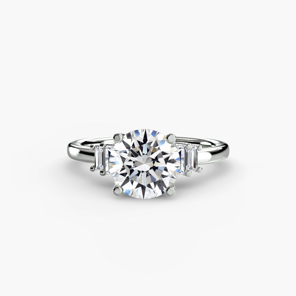 Baguette accent solitaire engagement ring – The Corinne