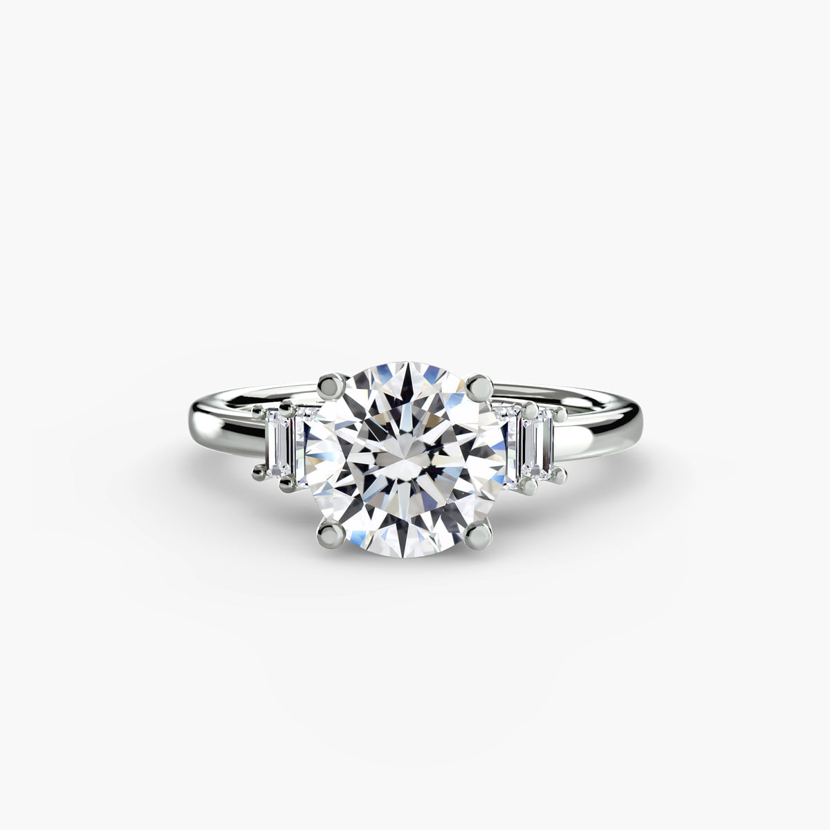 Baguette Accent Solitaire Engagement Ring – The Corinne