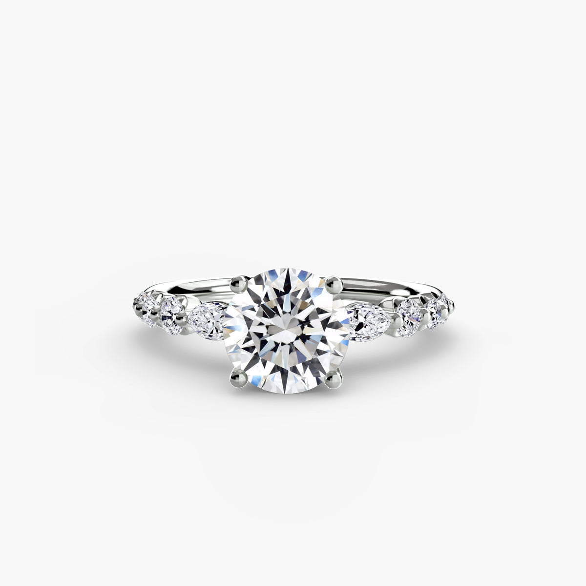 Front view of The Margaux graduated side stone engagement ring