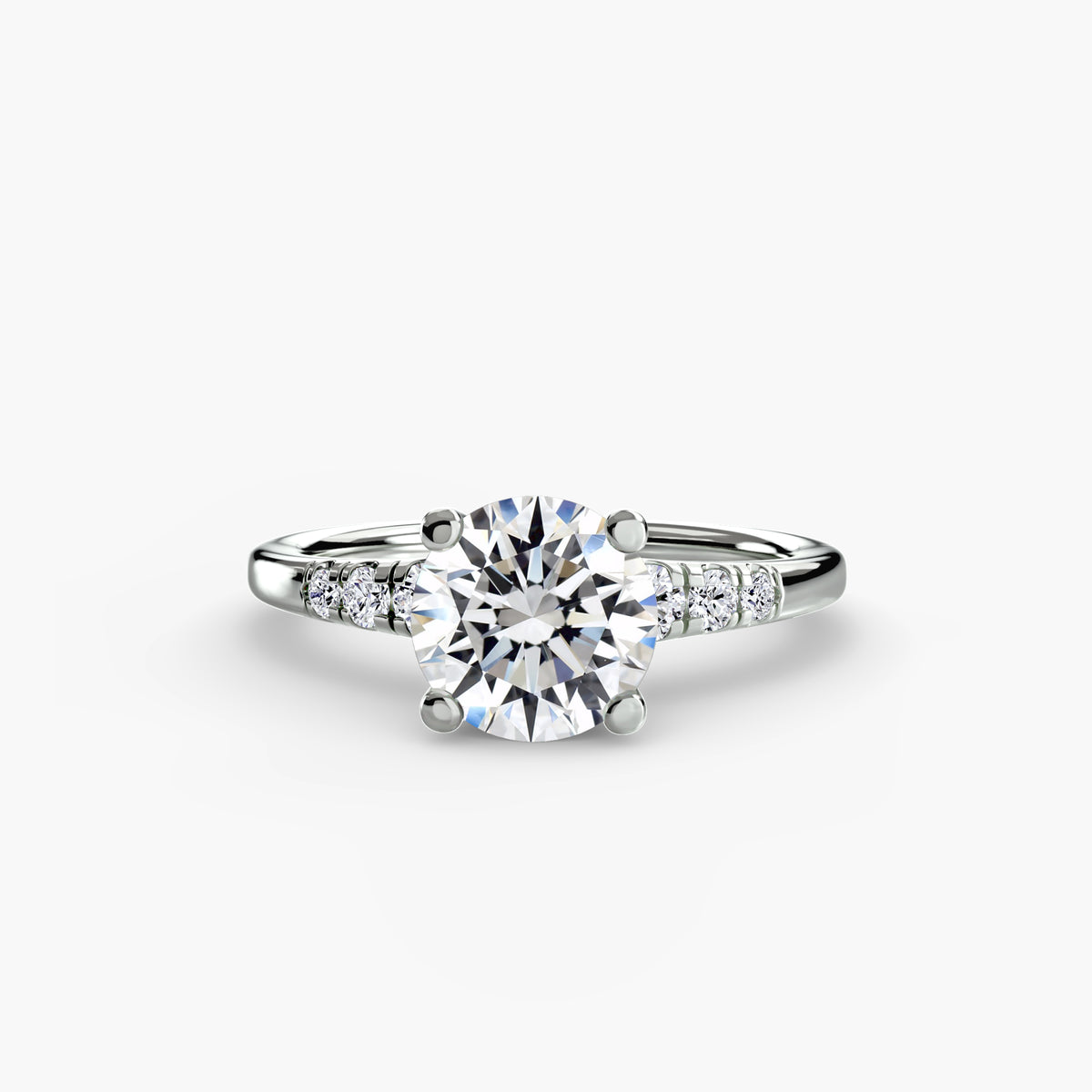 Front view of The Camille pavé solitaire engagement ring