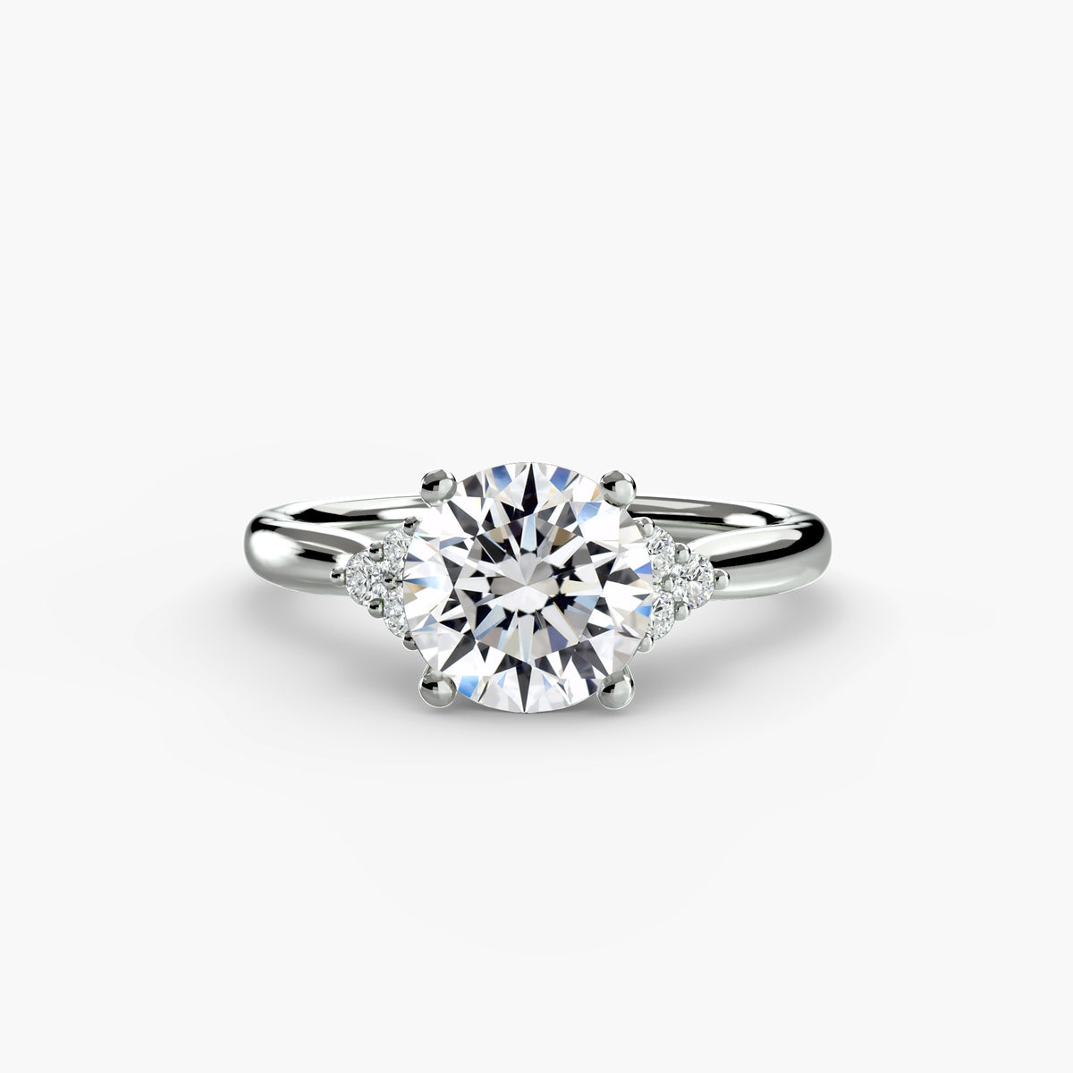 Front view of The Céleste side stone solitaire engagement ring