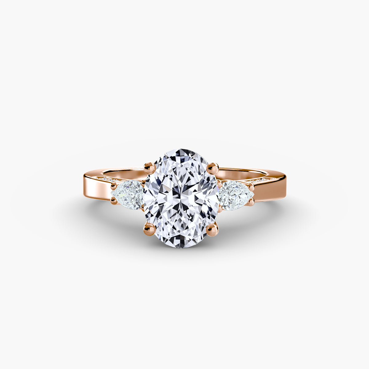 Three-Stone Pavé Shoulder Engagement Ring – The Simone