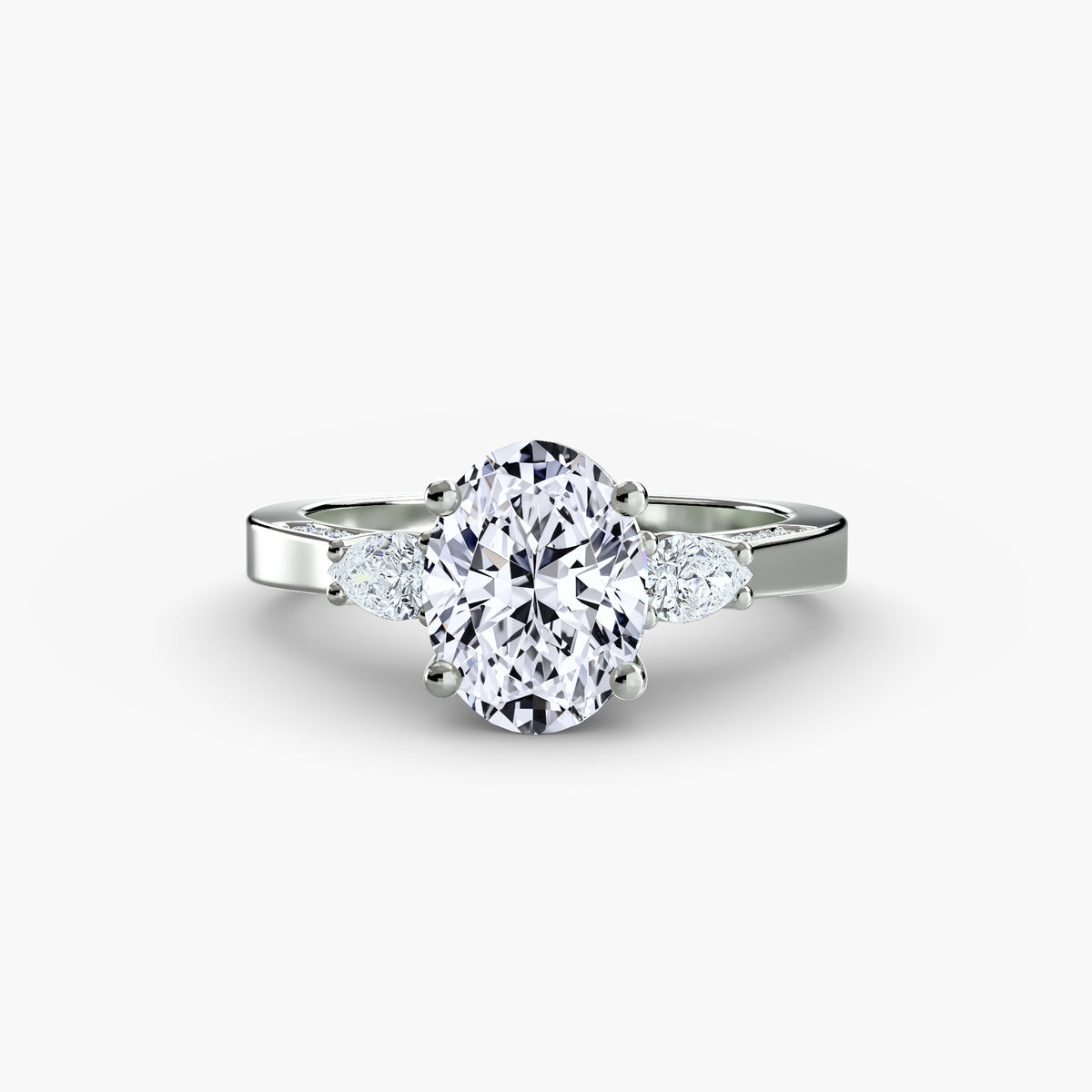 Three-Stone Pavé Shoulder Engagement Ring – The Simone