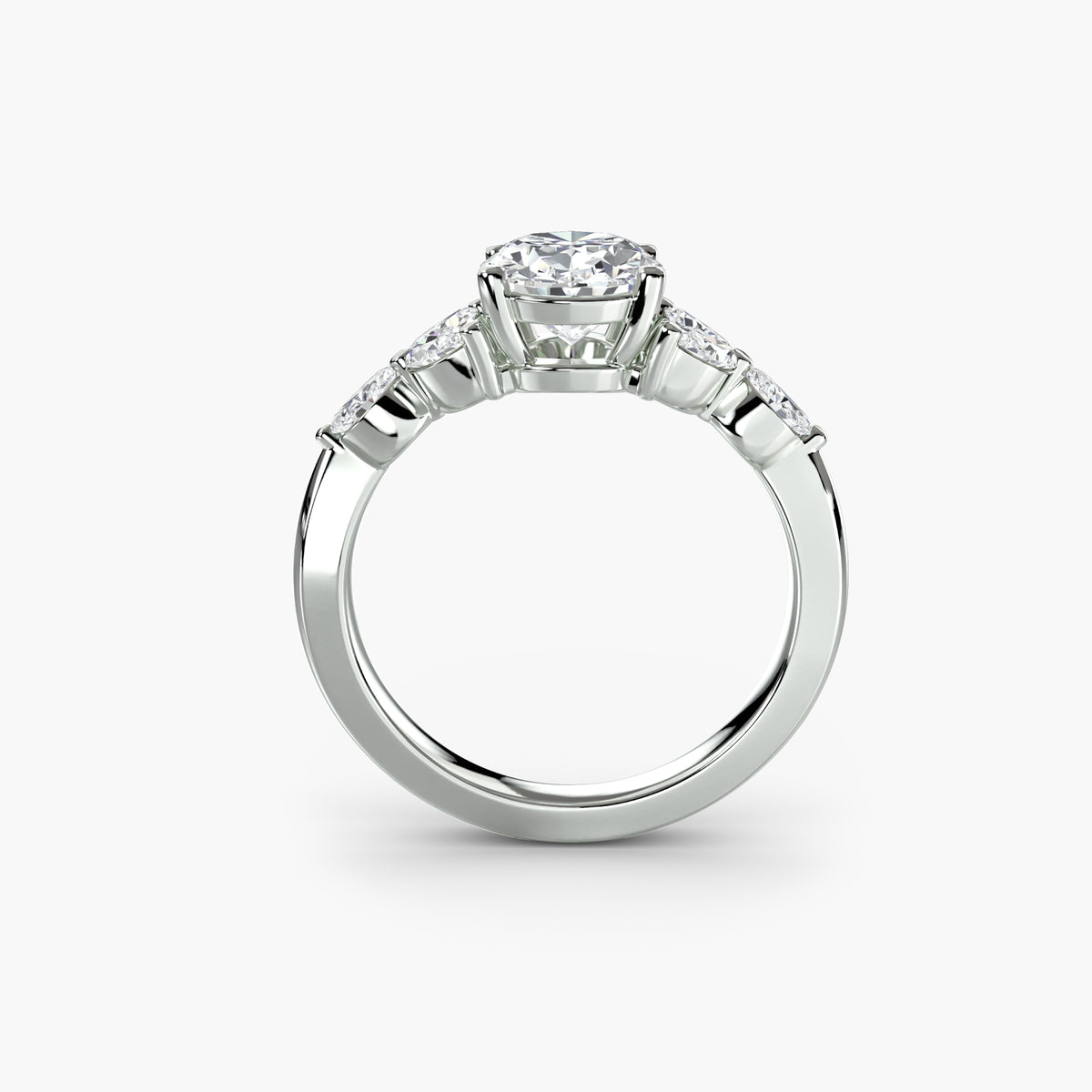 Profile view of vintage-inspired shoulder engagement ring – The Avignon